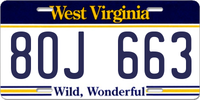 WV license plate 8OJ663