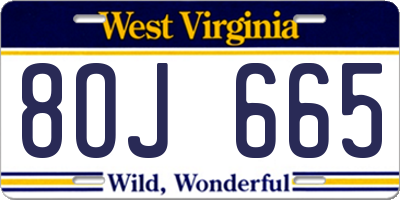 WV license plate 8OJ665