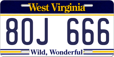 WV license plate 8OJ666
