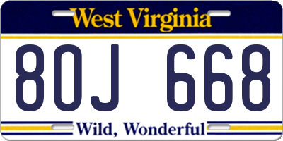 WV license plate 8OJ668
