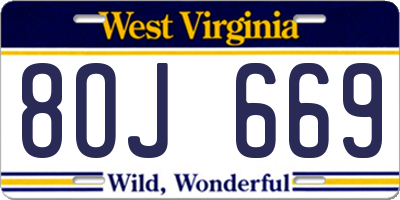 WV license plate 8OJ669