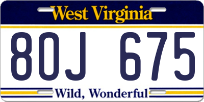 WV license plate 8OJ675