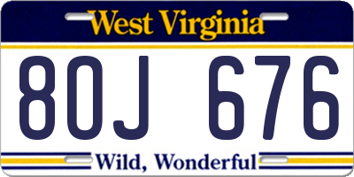 WV license plate 8OJ676