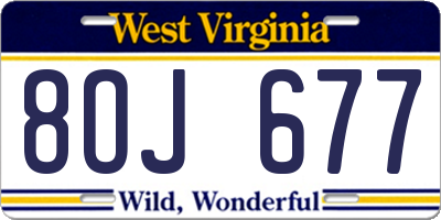 WV license plate 8OJ677