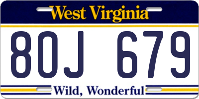 WV license plate 8OJ679