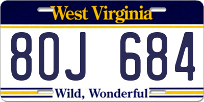 WV license plate 8OJ684