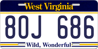 WV license plate 8OJ686