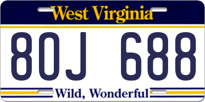 WV license plate 8OJ688