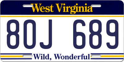 WV license plate 8OJ689