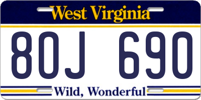 WV license plate 8OJ690