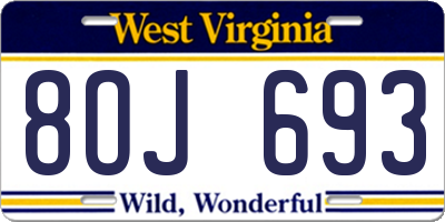 WV license plate 8OJ693