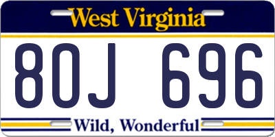WV license plate 8OJ696