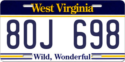 WV license plate 8OJ698