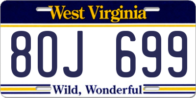 WV license plate 8OJ699
