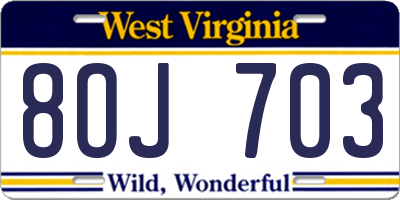 WV license plate 8OJ703
