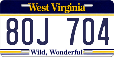 WV license plate 8OJ704