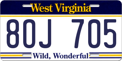 WV license plate 8OJ705