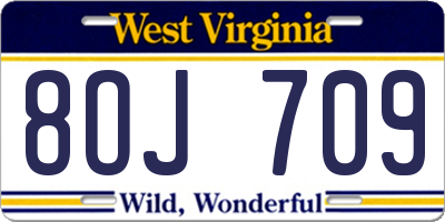 WV license plate 8OJ709