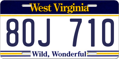 WV license plate 8OJ710