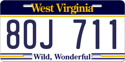 WV license plate 8OJ711