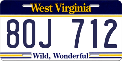 WV license plate 8OJ712