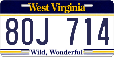 WV license plate 8OJ714