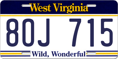 WV license plate 8OJ715