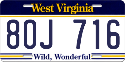 WV license plate 8OJ716
