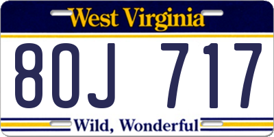 WV license plate 8OJ717