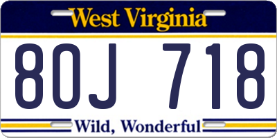 WV license plate 8OJ718