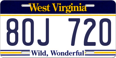 WV license plate 8OJ720