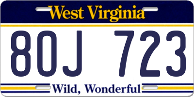 WV license plate 8OJ723