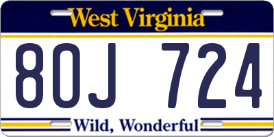 WV license plate 8OJ724