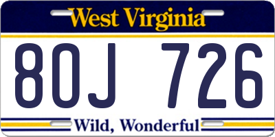 WV license plate 8OJ726