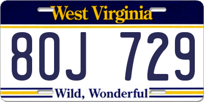 WV license plate 8OJ729