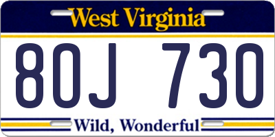 WV license plate 8OJ730