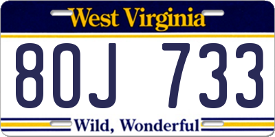 WV license plate 8OJ733