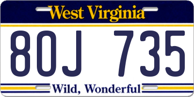 WV license plate 8OJ735