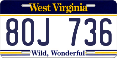WV license plate 8OJ736