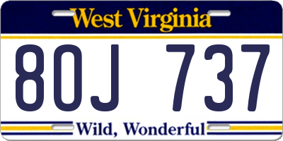 WV license plate 8OJ737