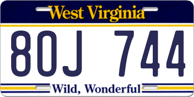 WV license plate 8OJ744