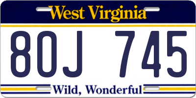 WV license plate 8OJ745