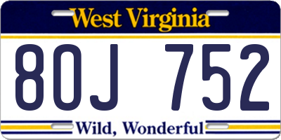 WV license plate 8OJ752
