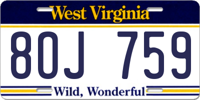 WV license plate 8OJ759