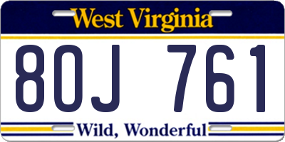 WV license plate 8OJ761