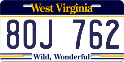 WV license plate 8OJ762
