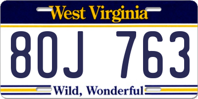 WV license plate 8OJ763