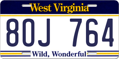 WV license plate 8OJ764
