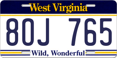WV license plate 8OJ765