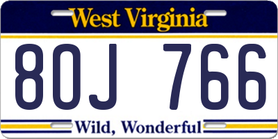 WV license plate 8OJ766